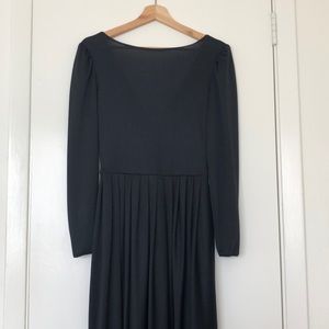 Vintage Caron LS Long Black Dress, Tulip Hem